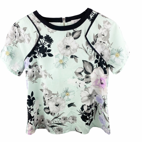 Nordstroms 1 State Floral Satin Puffy Sleeve Top Small - Picture 5 of 10